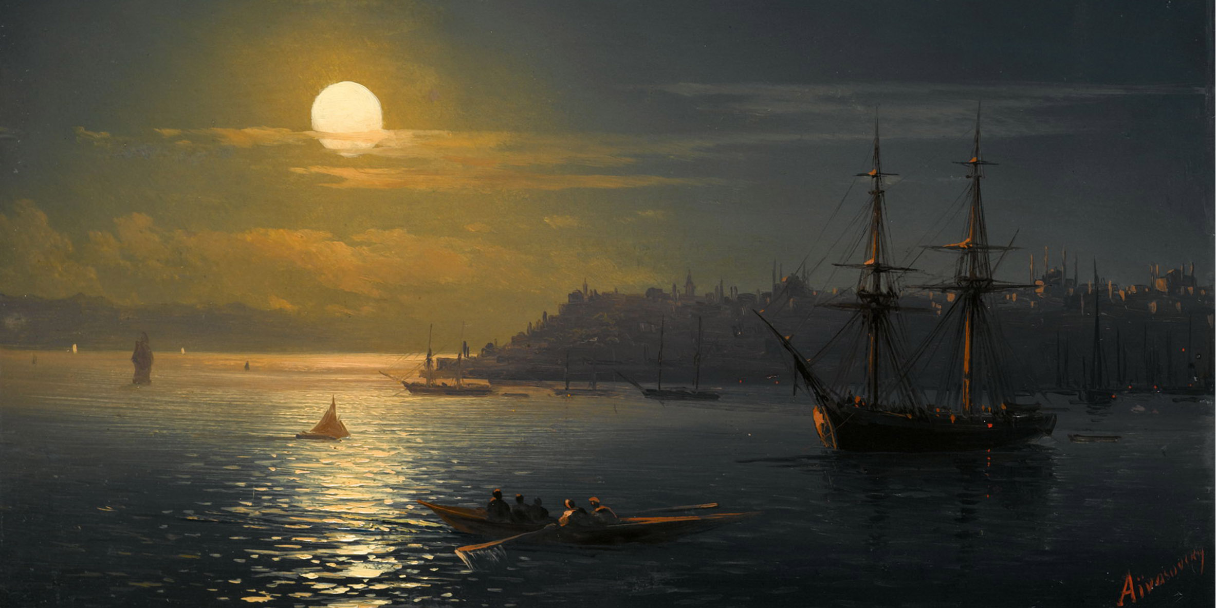 Лунная ночь на черном море. Айвазовский картины Константинополь.